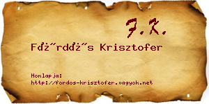 Fördős Krisztofer névjegykártya